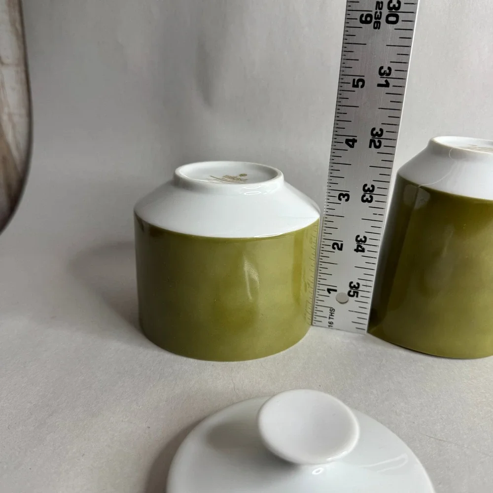 Mikasa Eclipse Tawny Green Creamer and Sugar Bowl Fine China Japan